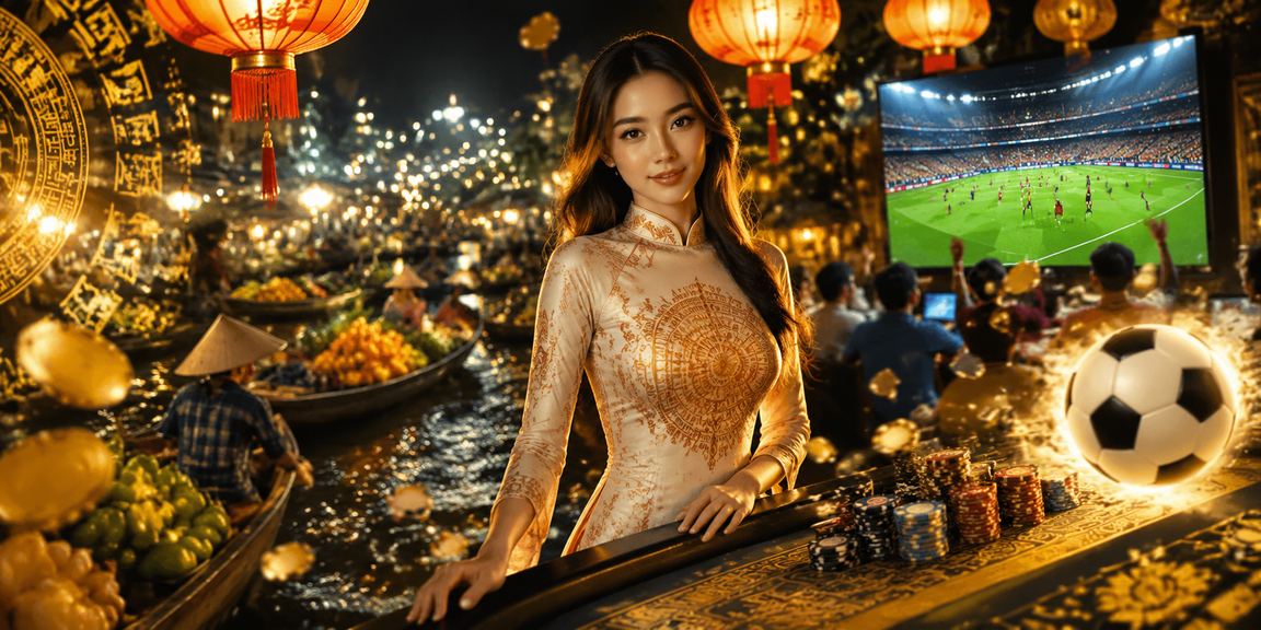 Người chơi tại chợ đêm vùng Mekong theo dõi kết quả cá cược bóng đá trên điện thoại
