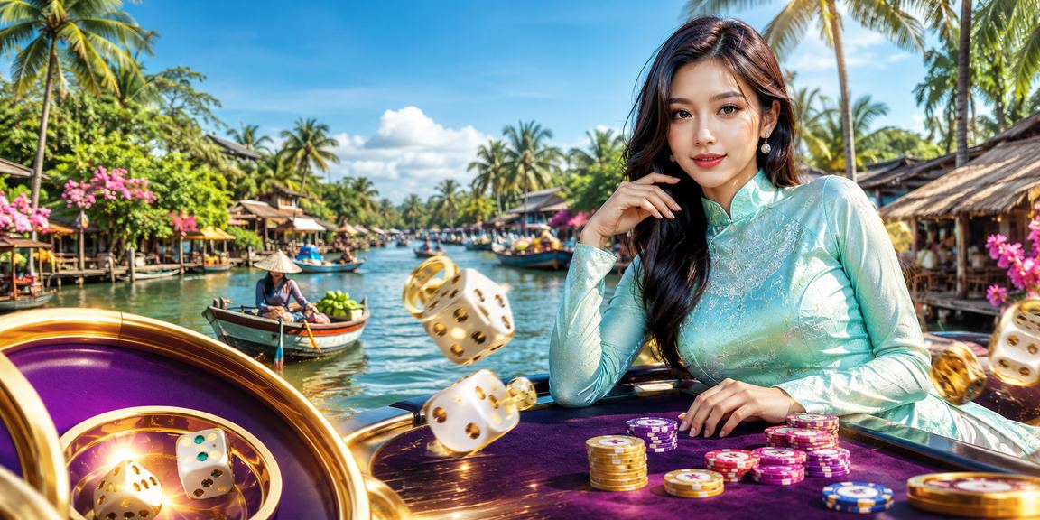 Cô gái áo dài tại vùng Mekong tham gia trò tài xỉu với xúc xắc trong không khí sôi động